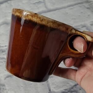 Vintage Hull Retro Diner Style Brown Drip Glaze Mug OvenProof USA
